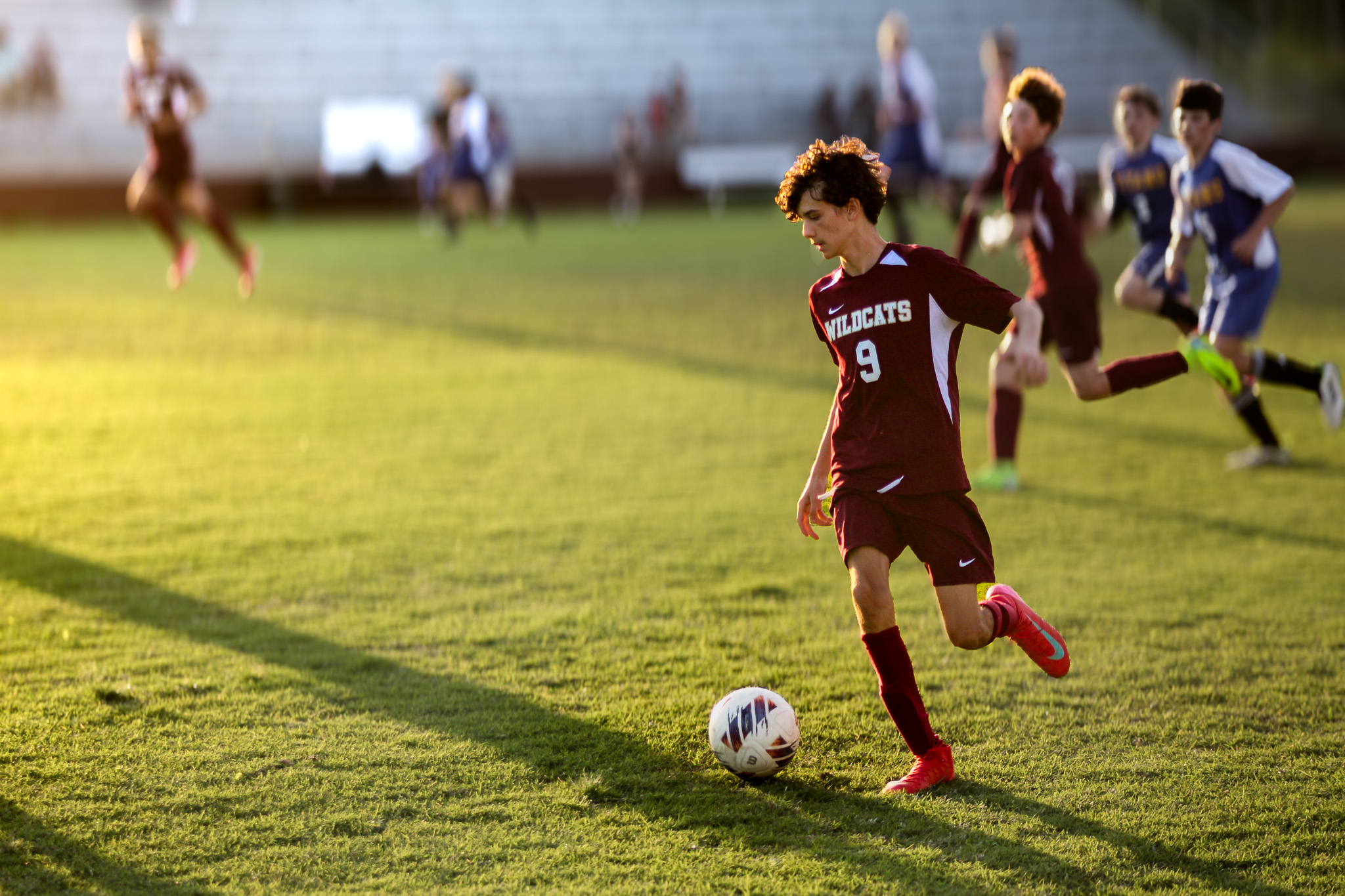 Dayson Christley holds possession of the soccer ball during Eigth Grade Night.